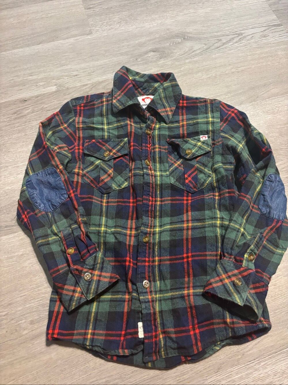Appaman Boys Plaid Button Down Shirt Size 8 Green Red 100% Cotton